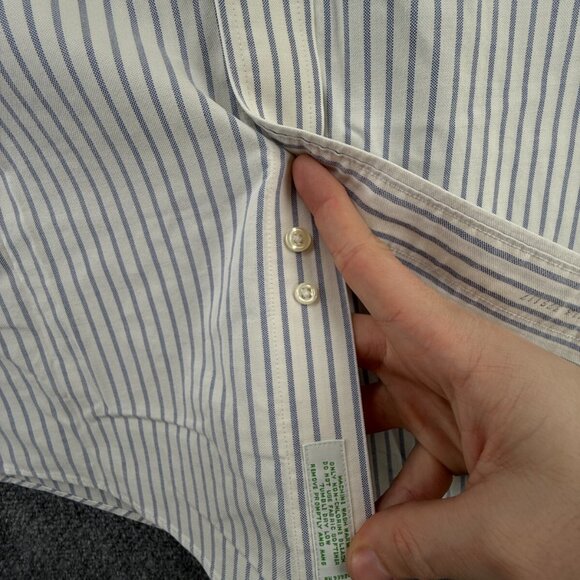 Brooks Brothers 16.5 Classic Fit Button Up Shirt Short Sleeve Striped Blue White - Picture 12 of 16
